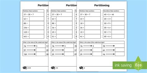 partitioning worksheet|Home Learning Partitioning Worksheet .